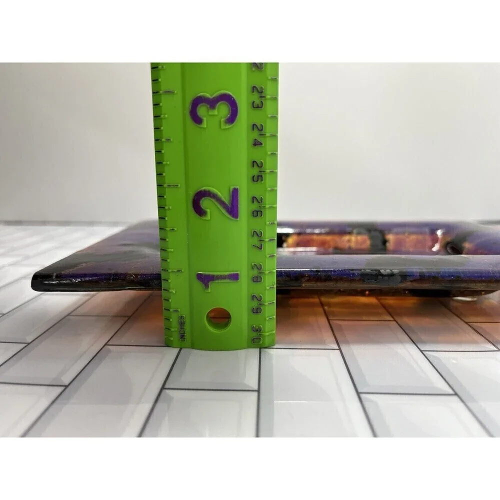 Fused Art Glass Medium Multicolored Trinket Tray Dish Artist Signed - Picture 10 of 10